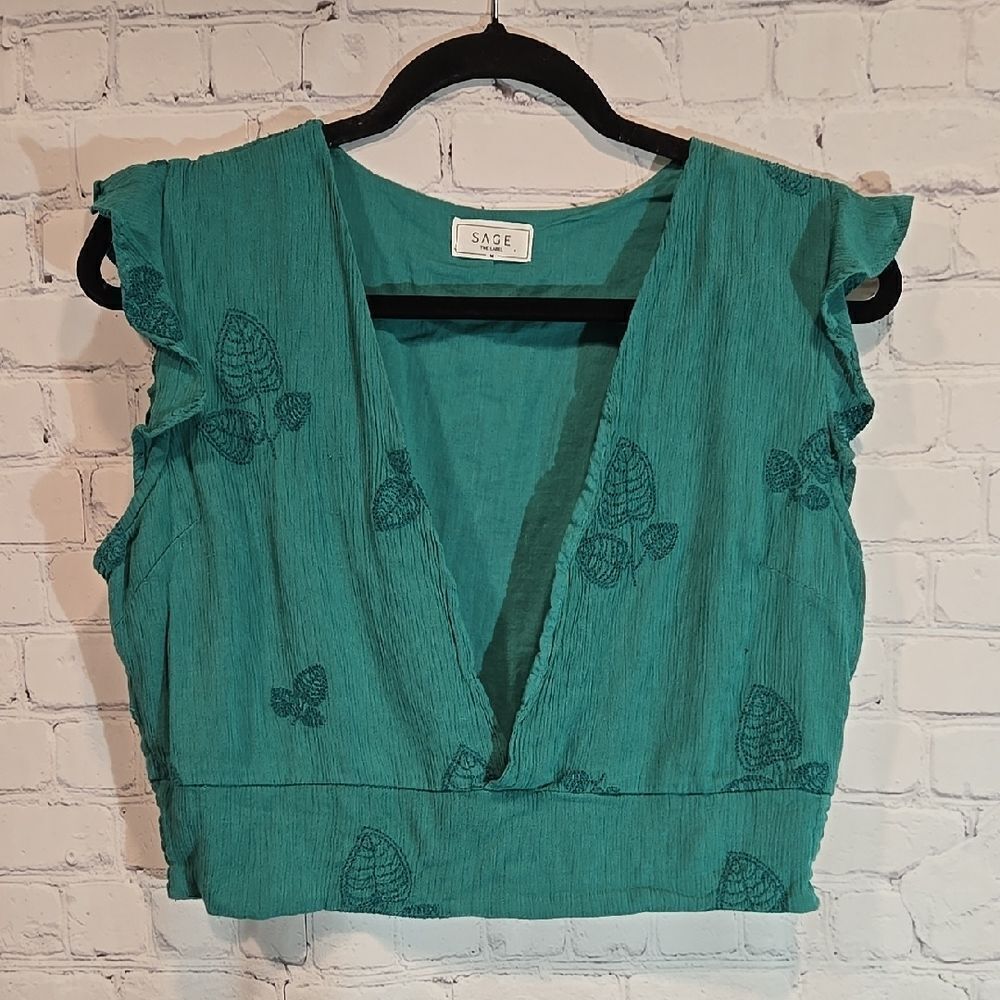 Sage The Label Island Island House Green Top Size M